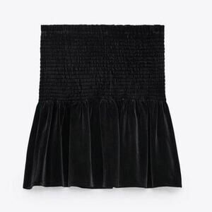 ZARA Crushed Velvet Smocked Skirt